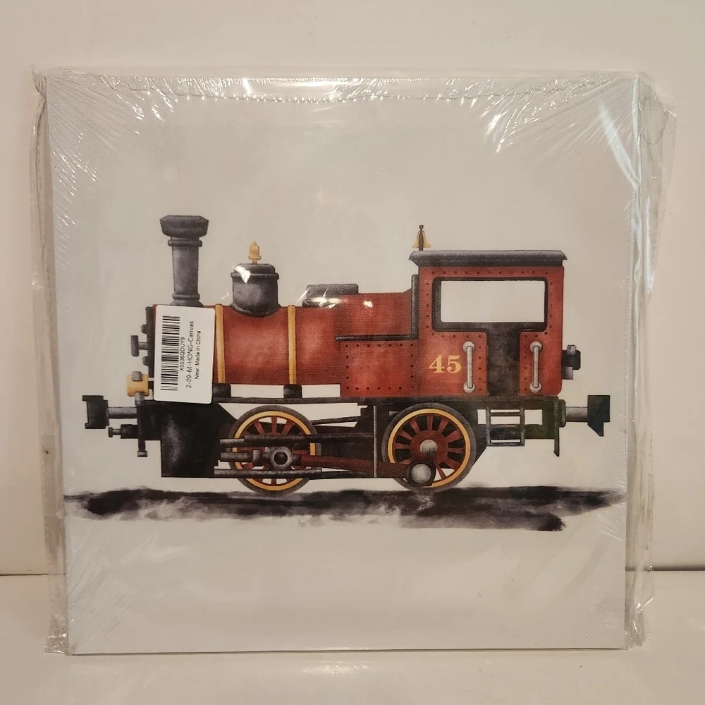 Brand New 12” x 12” Canvas Red Train Wall Art